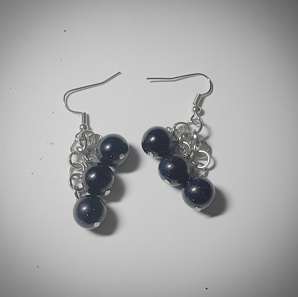 BLUE GOLDSTONE DANGLE EARRINGS
